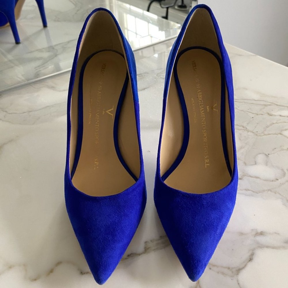 Royal Blue Suede Versace Heels Size 36.5